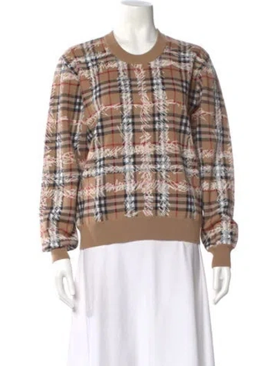 Pre-owned Burberry Merino Wool Plaid Print Sweater In Neutral