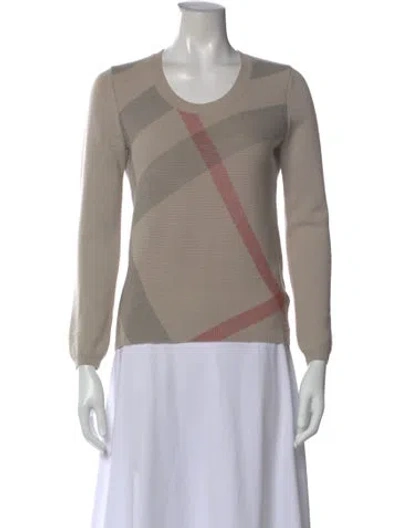 Pre-owned Burberry Merino Wool Plaid Print Sweater In Neutral