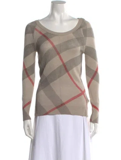 Pre-owned Burberry Merino Wool Plaid Print Sweater In Neutral