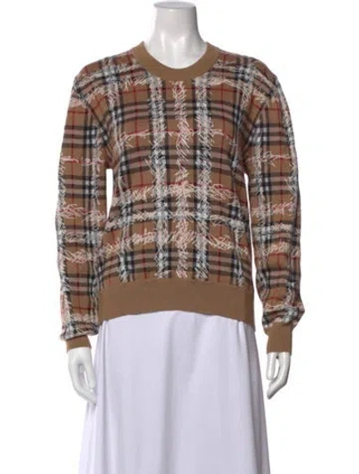 Pre-owned Burberry Merino Wool Plaid Print Sweater In Neutral