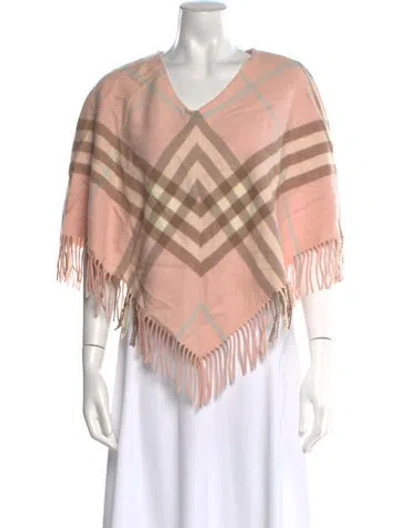 Pre-owned Burberry Merino Wool Plaid Print Sweater In Pink