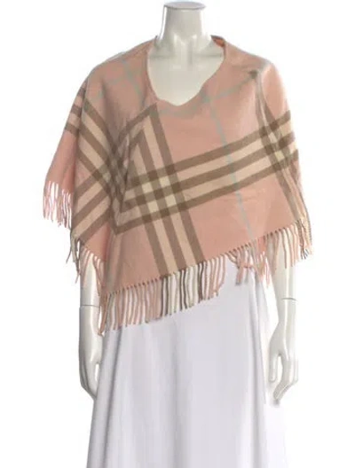 Pre-owned Burberry Merino Wool Plaid Print Sweater In Pink