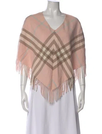 Pre-owned Burberry Merino Wool Plaid Print Sweater In Pink