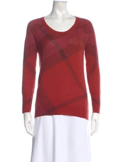 Pre-owned Burberry Merino Wool Plaid Print Sweater In Red