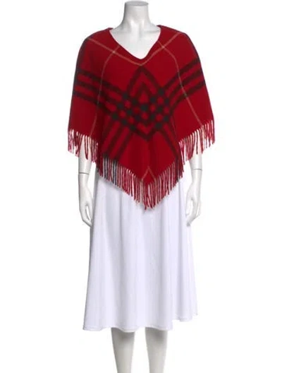 Pre-owned Burberry Merino Wool Plaid Print Sweater In Red