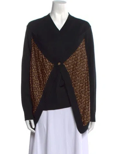 Pre-owned Burberry Merino Wool Printed Sweater In Black