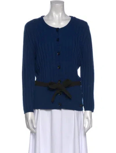 Pre-owned Burberry Merino Wool Printed Sweater In Blue