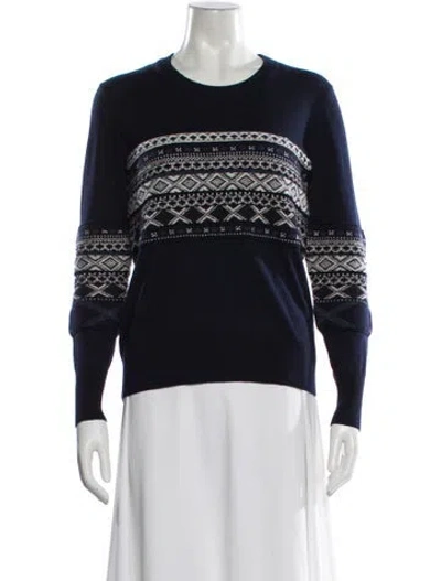 Pre-owned Burberry Merino Wool Printed Sweater In Blue