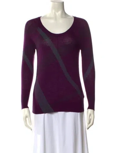 Pre-owned Burberry Merino Wool Printed Sweater In Purple