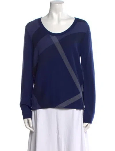 Pre-owned Burberry Merino Wool Printed Sweater W/ Tags In Blue