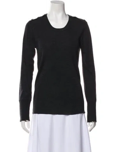 Pre-owned Burberry Merino Wool Scoop Neck Sweater In Black