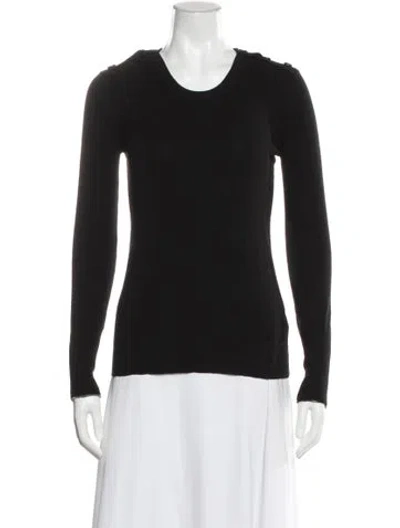 Pre-owned Burberry Merino Wool Scoop Neck Sweater In Black