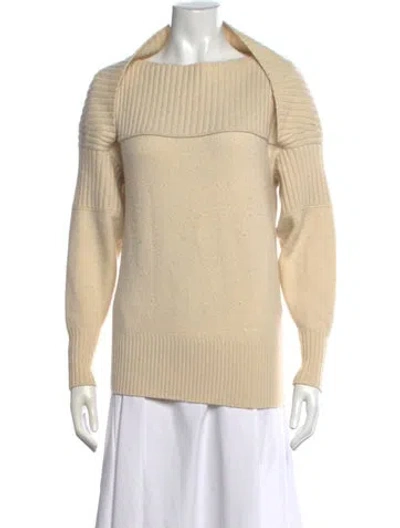 Pre-owned Burberry Merino Wool Scoop Neck Sweater In Neutral