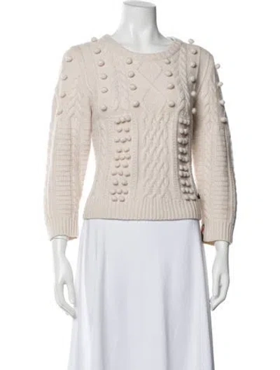 Pre-owned Burberry Merino Wool Scoop Neck Sweater In White