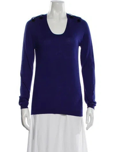 Pre-owned Burberry Merino Wool Scoop Neck Top In Purple