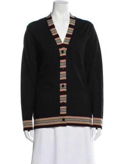 Pre-owned Burberry Merino Wool Striped Sweater In Black