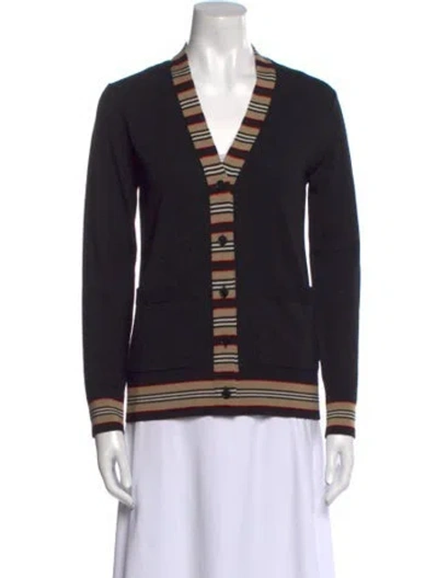 Pre-owned Burberry Merino Wool Striped Sweater In Black