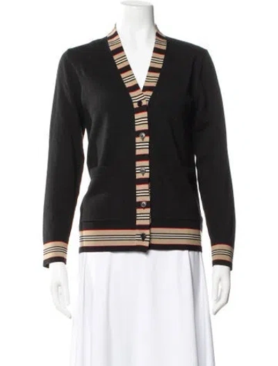 Pre-owned Burberry Merino Wool Striped Sweater In Black
