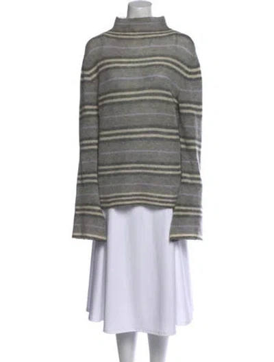 Pre-owned Burberry Merino Wool Striped Sweater In Gray