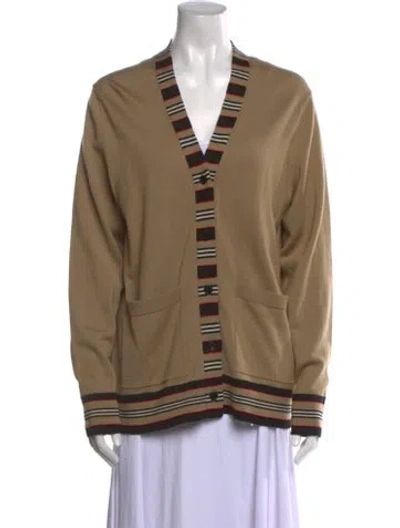 Pre-owned Burberry Merino Wool Striped Sweater In Neutral