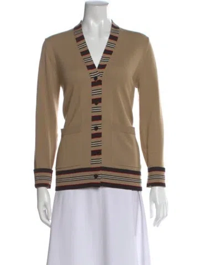 Pre-owned Burberry Merino Wool Striped Sweater In Neutral