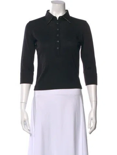 Pre-owned Burberry Merino Wool Three-quarter Sleeve Polo In Black