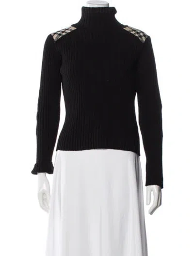 Pre-owned Burberry Merino Wool Turtleneck Sweater In Black