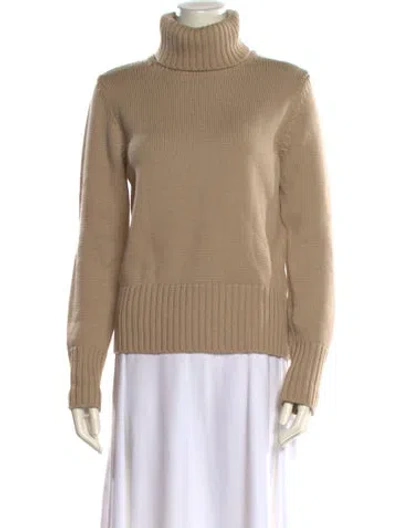 Pre-owned Burberry Merino Wool Turtleneck Sweater In Brown