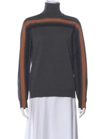 Pre-owned Burberry Merino Wool Turtleneck Sweater In Gray