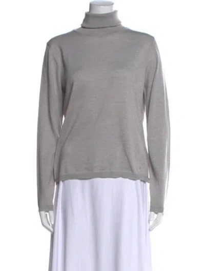 Pre-owned Burberry Merino Wool Turtleneck Sweater In Gray