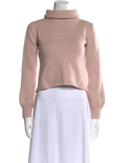 Pre-owned Burberry Merino Wool Turtleneck Sweater In Pink