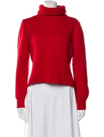 Pre-owned Burberry Merino Wool Turtleneck Sweater In Red