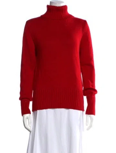 Pre-owned Burberry Merino Wool Turtleneck Sweater In Red