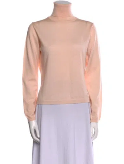 Pre-owned Burberry Merino Wool Turtleneck Sweatshirt In Pink