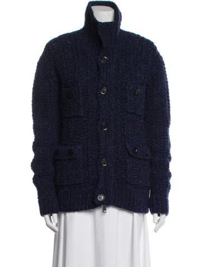 Pre-owned Burberry Merino Wool Tweed Pattern Sweater In Blue