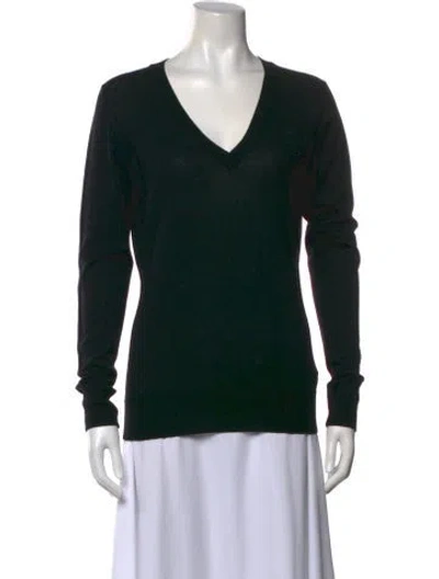 Pre-owned Burberry Merino Wool V-neck Sweater In Black