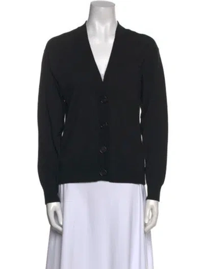Pre-owned Burberry Merino Wool V-neck Sweater In Black