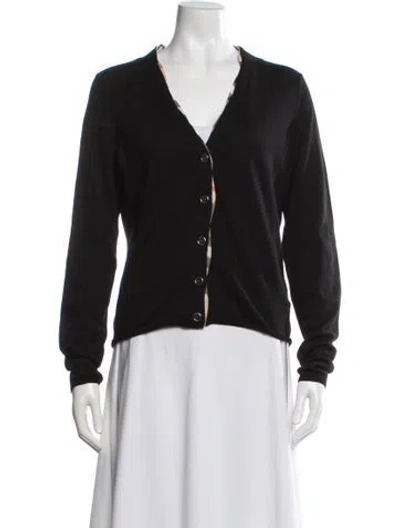 Pre-owned Burberry Merino Wool V-neck Sweater In Black