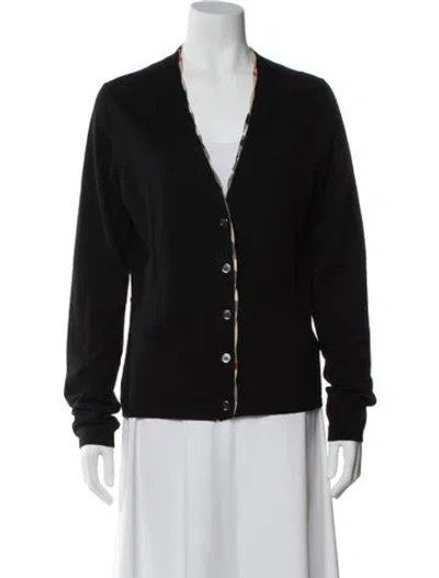 Pre-owned Burberry Merino Wool V-neck Sweater In Black