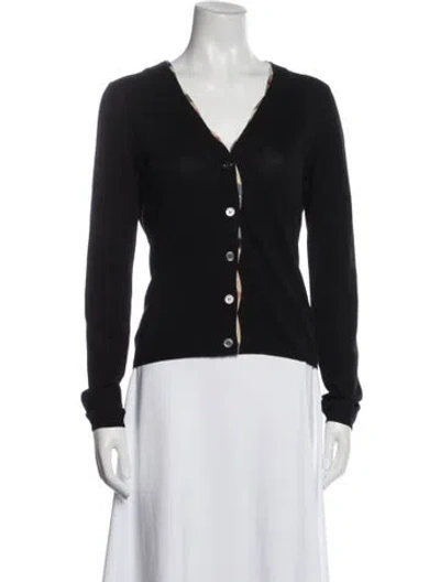 Pre-owned Burberry Merino Wool V-neck Sweater In Black