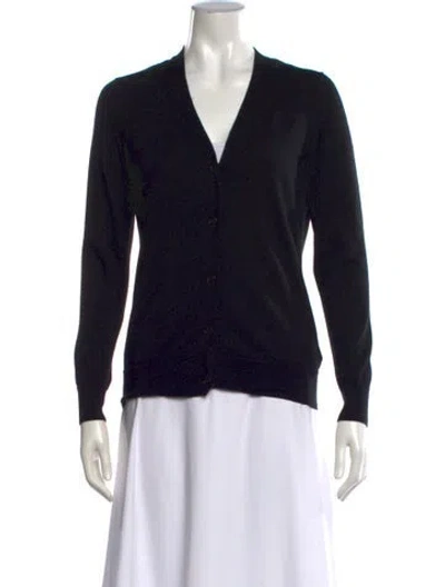 Pre-owned Burberry Merino Wool V-neck Sweater In Black