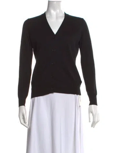 Pre-owned Burberry Merino Wool V-neck Sweater In Black