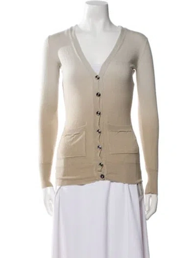 Pre-owned Burberry Merino Wool V-neck Sweater In Brown