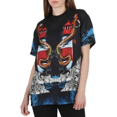 Pre-owned Burberry Mermaid Lighthouse Graphic Print T-shirt In Blue