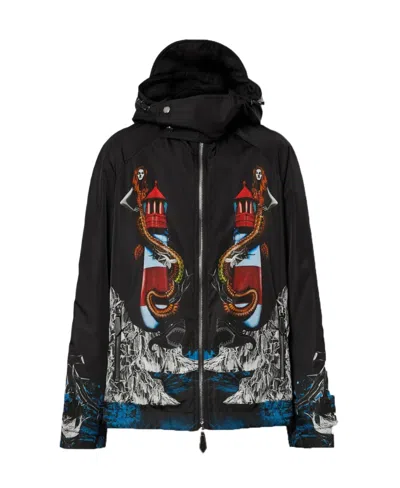 Burberry Mermaid-print Hooded Jacket In Black