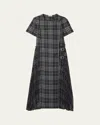 Burberry Meryl Check Pleated Midi Wrap Dress In Black