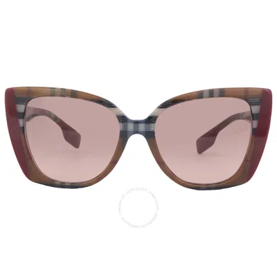 Burberry Meryl Pink Gradient Dark Brown Cat Eye Ladies Sunglasses Be4393 405413 54 In Bordeaux / Brown / Dark / Ink / Pink