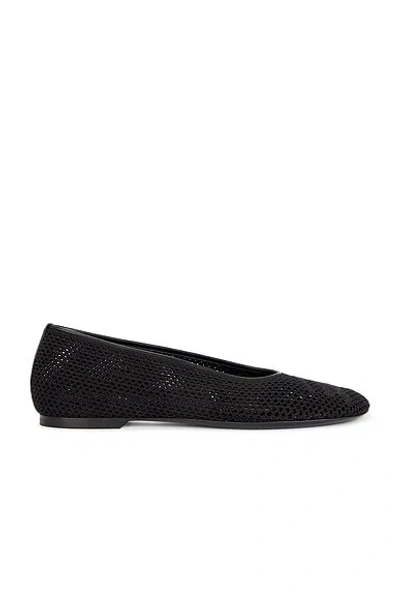 Burberry Embroidered Cotton Mesh Ballerina Flats In Black