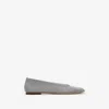 Burberry Embroidered Metallic Mesh Ballerina Flats In Silver