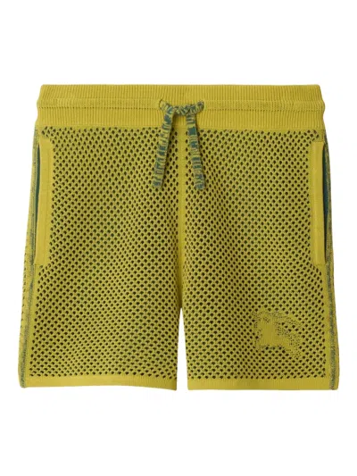 Burberry Kids' Mesh Cotton Shorts In Yellow